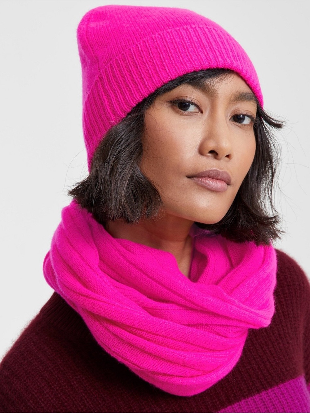 100% cashmere Charter Club Cuffed Beanie Pink ONE SIZE